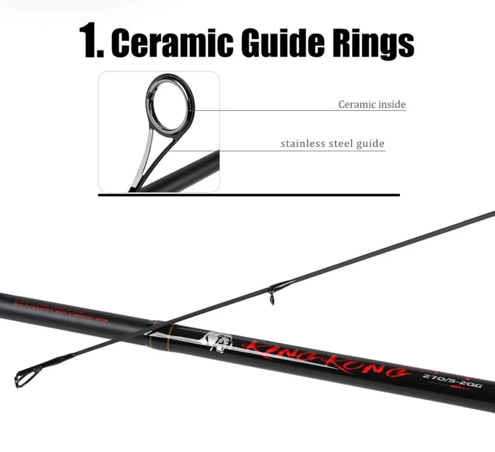 2-Section Fishing Rod Fishing Pole Carbon Fiber Spinning Rod Travel Medium Light Spinning Rods Freshwater Saltwater Travel Fish