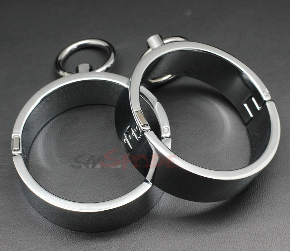 Наручники и манжеты на щиколотке с замком из серебристой нержавеющей стали