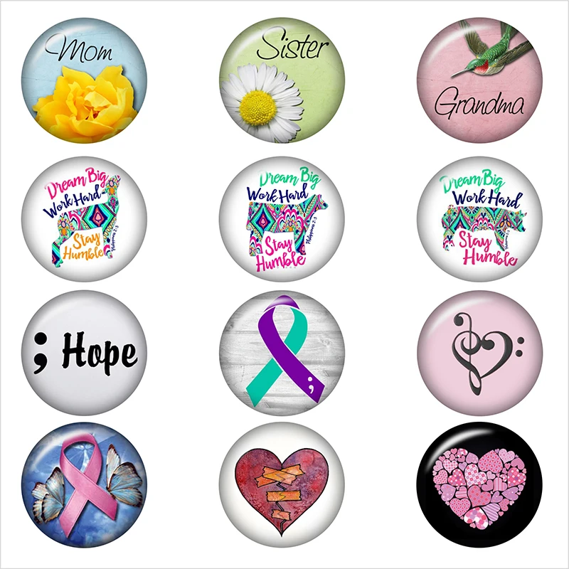 Смешанные стеклянные застежки ювелирные изделия Сестра мама Love Hope For DIY 18 мм