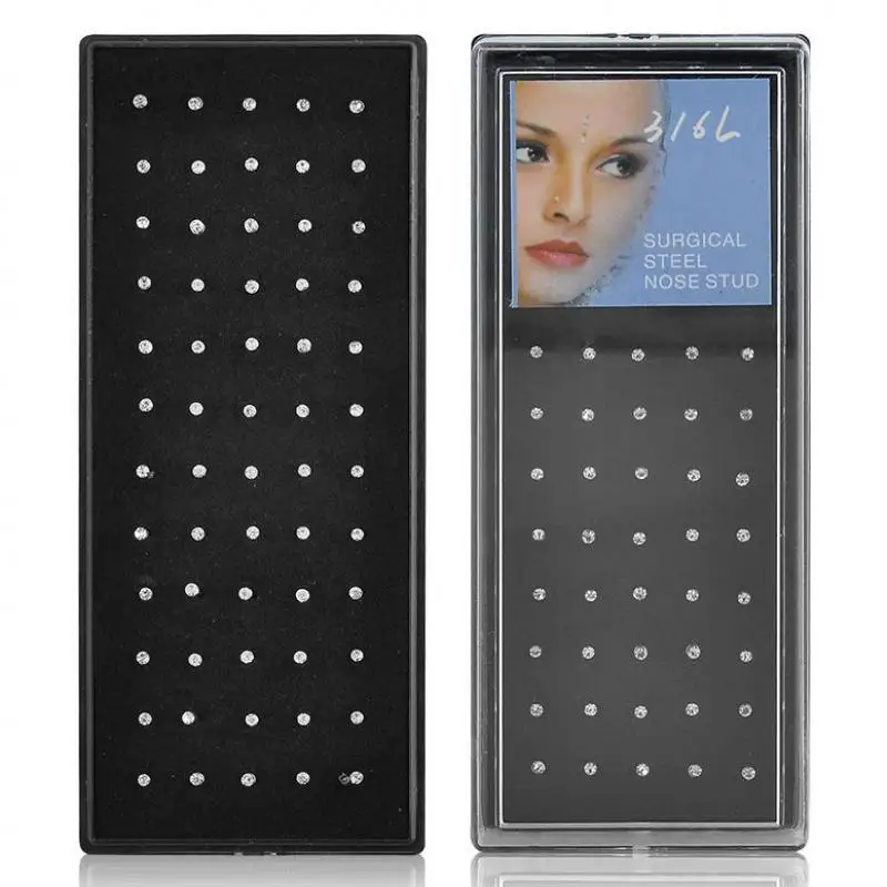 Кольца и штифты для носа из хирургической стали 60 шт./упак. 316l разные цвета