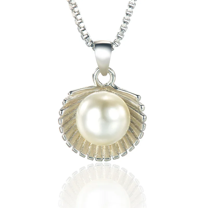 

100% 925 sterling silver fashion pearl shell ladies`pendant necklaces women jewelry gift wholesale drop shipping
