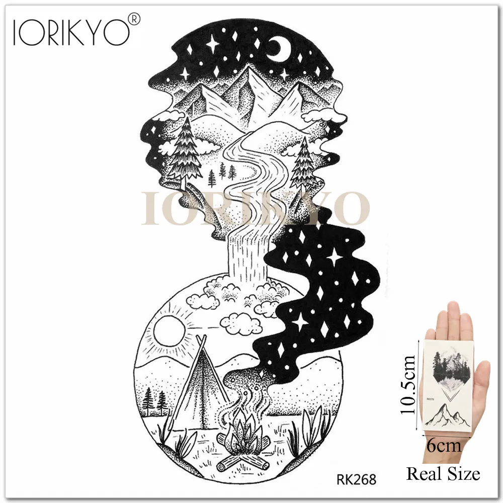 Временные тату наклейки IORIKYO с изображением галактики Луны женские руки ноги