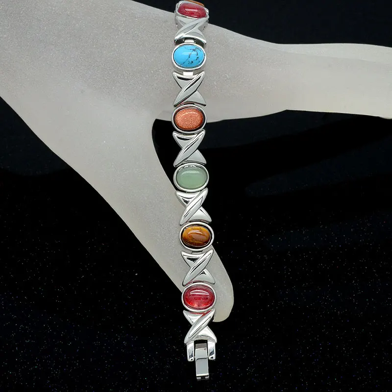 Магнитный браслет Vivari для женщин из нержавеющей стали с цветными камнями женский