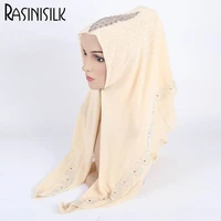 new women arab turkish hijab scarves with luxury diamond female chiffon rhinestones muslim headwrap islam shawl headscarf turban