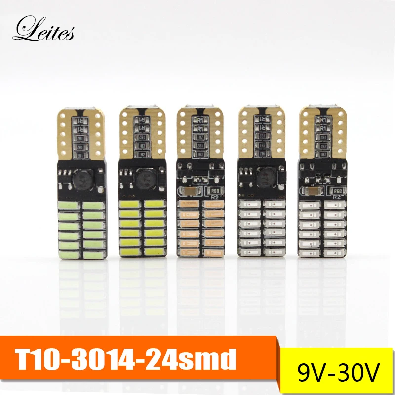 200 шт. Авто w5w T10 саn-шина 24 smd светодиодные лампы для номерного знака позиции парковка багажник Лампы для чтения 194 W5W 9-30 в, не полярности