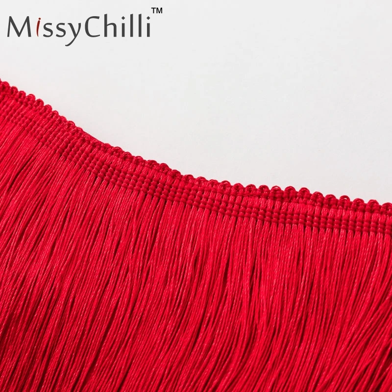 MissyChilli/костюм из двух предметов с кисточками; красное пляжное платье; женское сексуальное обтягивающее летнее платье с v-образным вырезом и бахромой; короткое вечернее платье с открытой спиной