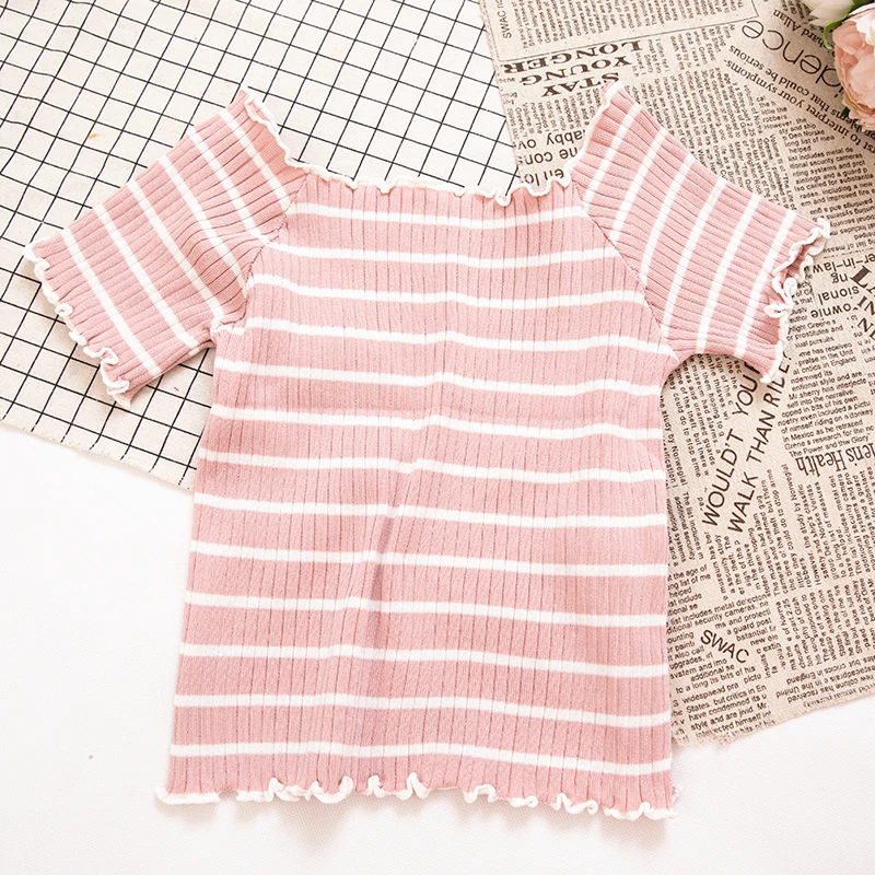 Женская Летняя трикотажная рубашка HISUMA в полоску с расклешенными рукавами и