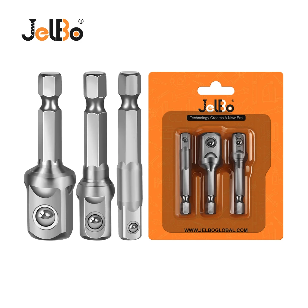 JelBo 3 шт./компл. 1/4 3/8 1/2 дюйма с шестигранным хвостовиком адаптер шестигранной