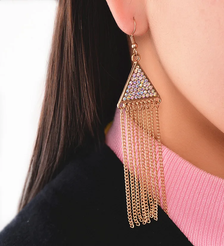 2017 Summer Crystal Tassel Pendant Long Body Jewelry Sexy Handmade Facebook Luxury Gem Statement Necklace Femme | Украшения и