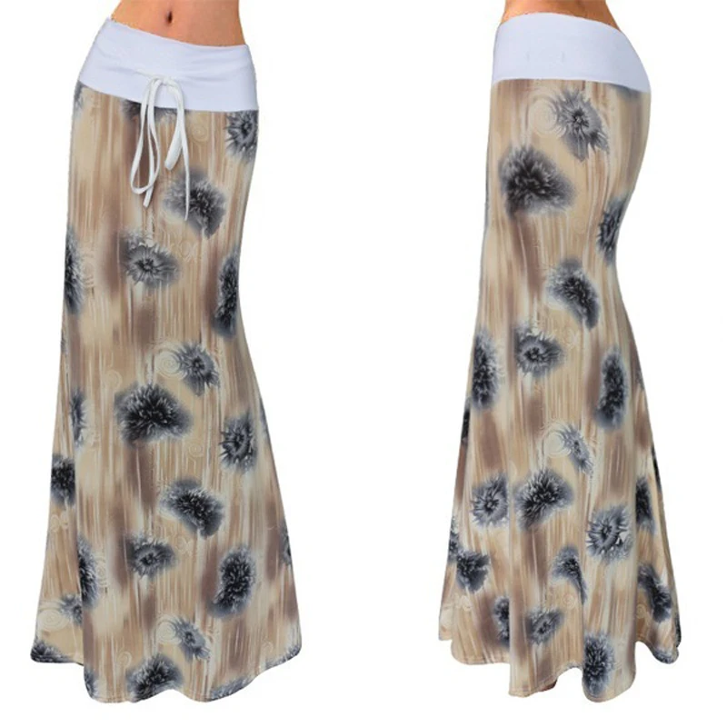 Женские юбки женские летние средней талии цветочные модные в пол прямые