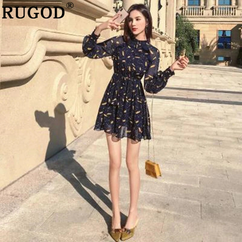 Женское Короткое мини платье RUGOD Элегантное повседневное черное в стиле бохо