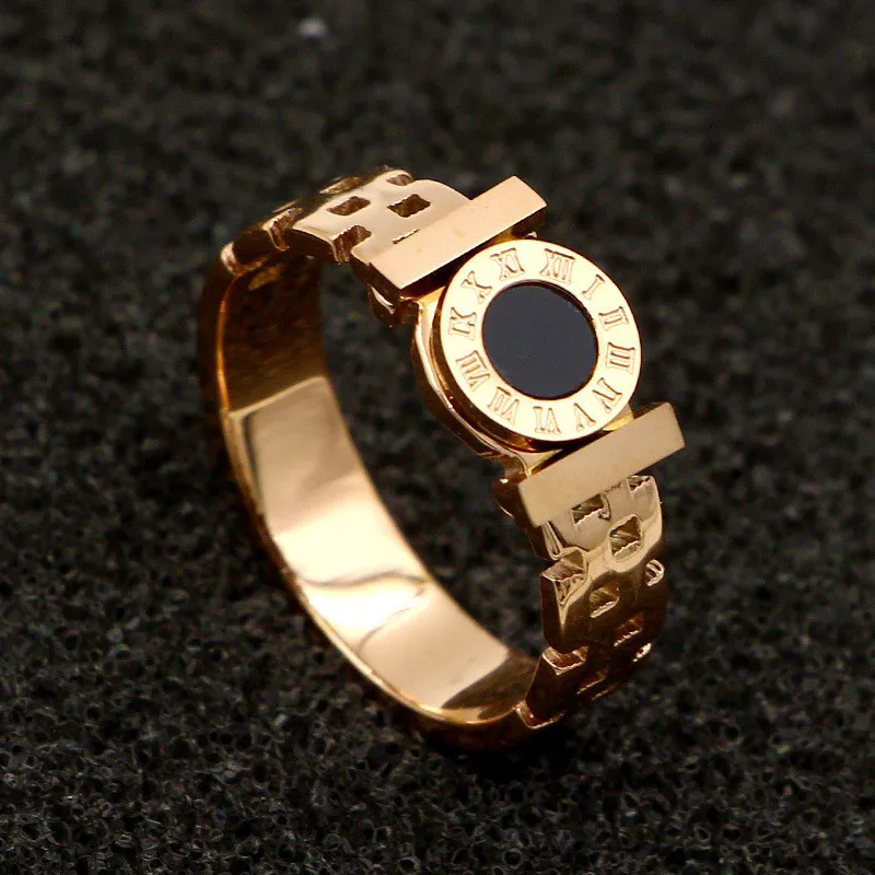 Круглое черное кольцо для пары ювелирных изделий Кольцо с римскими цифрами из