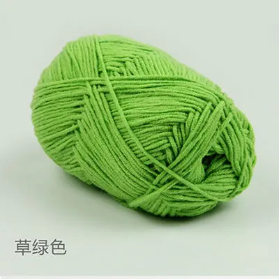 Grass green 1 шт. хлопчатобумажная пряжа из чесаного хлопка, вязаный крючком шнур из нитей паркета, одеяло, свитер, шарф, плетение материала, научная линия, 50 г - Цвет: Grass green