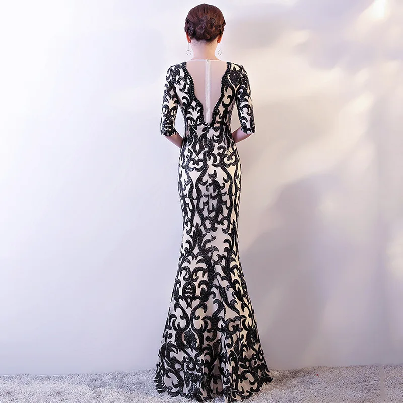

Bride Party Evening Cheongsam Chinese Traditional Womens Sexy Backless Costume Dress Long Robe Wedding Qipao Retro Vestido