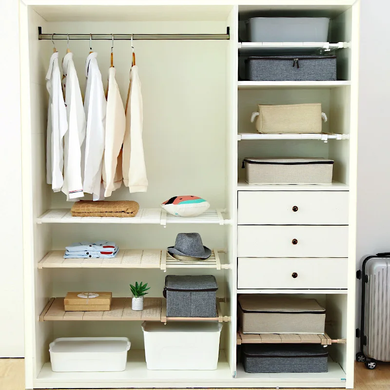 Sqinans Adjustable Closet Organizer Bathroom Cabinet Holders Kitchen Storage Rack Wardrobe Shelf Wall Mounted |