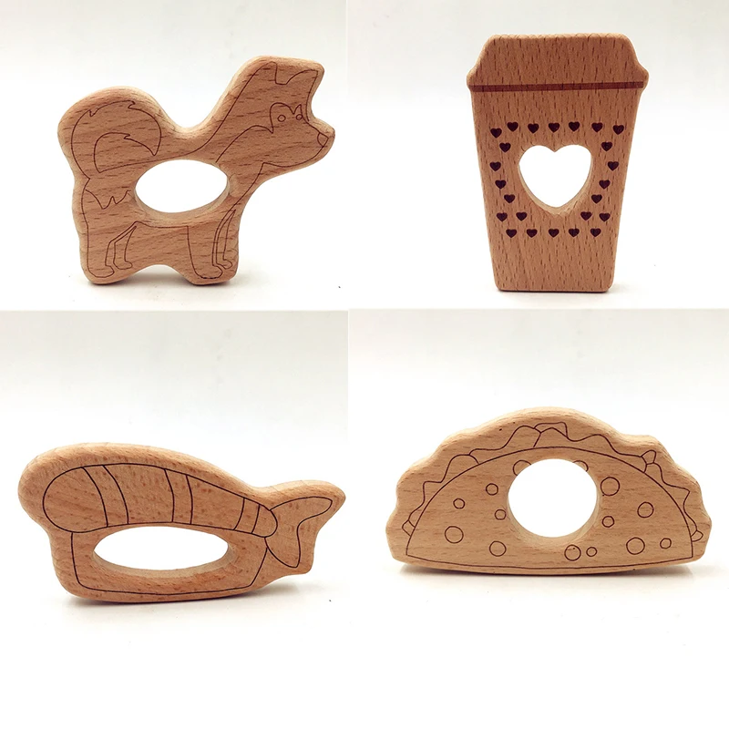 

Coskiss 1pcs Baby Teether Beech Wooden Teether Baby Teething Toy Teething Accessories Kids Teething Pendant Nursing Holder