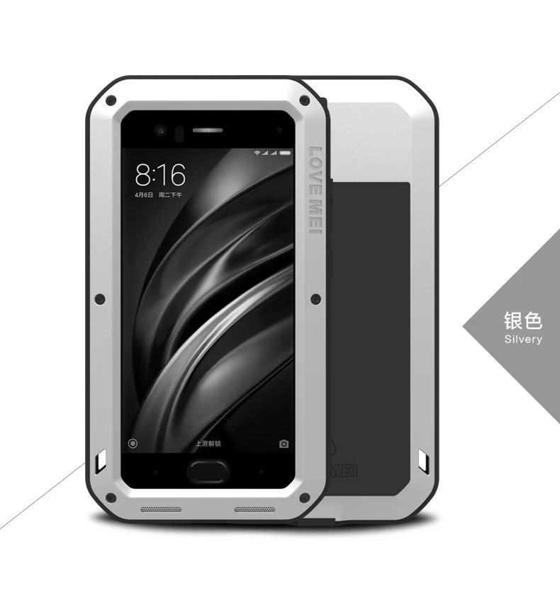 Любовь Мэй мощный чехол для xiaomi mi6 m6 Водонепроницаемый противоударный Алюминий чехол для xiaomi mi 6 свободное закаленное стекло