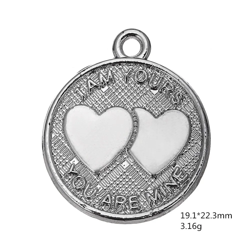 Новинка 2021 г. двойное сердце с родиевым покрытием на диске романтическое