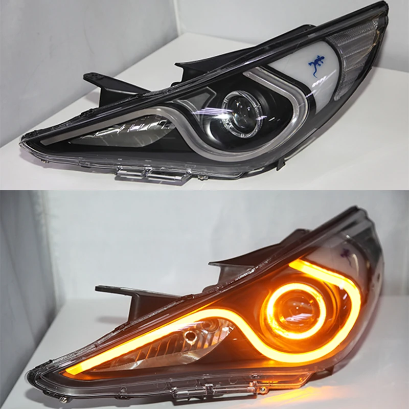 For Sonata I45 LED Strip Head Lamp For HYUNDAI 2009 2010 2011 2012 2013 Year Double Color With Daytime Running Lights