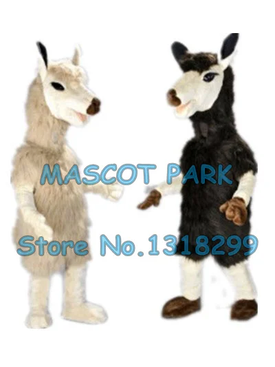 Костюм талисман с черной/коричневой ламой длинный плюшевый реалистичный