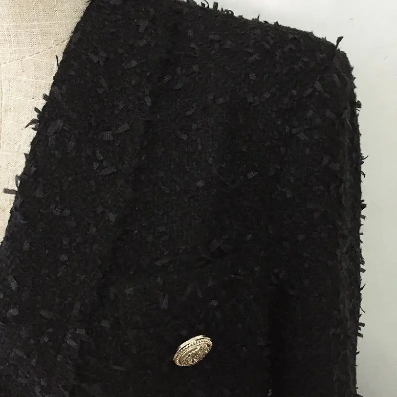 HIgh quality women blazer tweed jacket coat autumn fashion metal button double breasted lapel long sleeve elegant overcoat L1361 | Женская