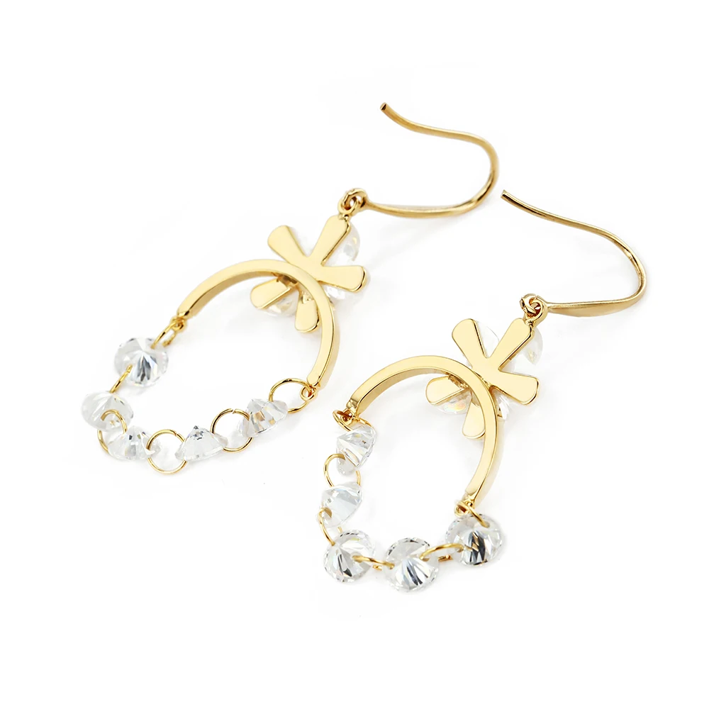 Women Dangle Drop Earrings with Circle Round AAA+ Cubic Zirconia Zircon Resin Flower and Pearl Earring Office Ladies | Украшения и