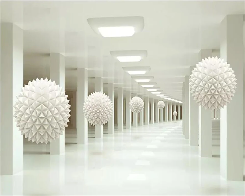 Beibehang papel де parede пользовательские обои 3d фото фрески стерео пространство белый шар абстракция пространство ТВ обои для стен 3 d