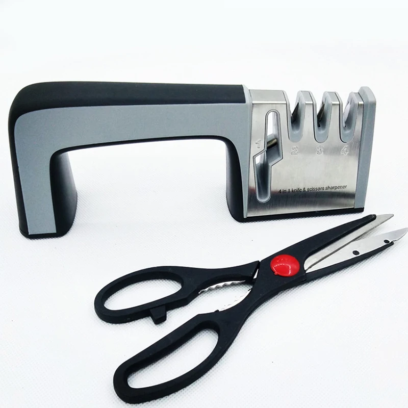 Knife Sharpener 4 in 1 Diamond Coated &amp Fine Ceramic Rod Shears and Scissors Sharpening System Stainless Steel Blades | Дом и сад