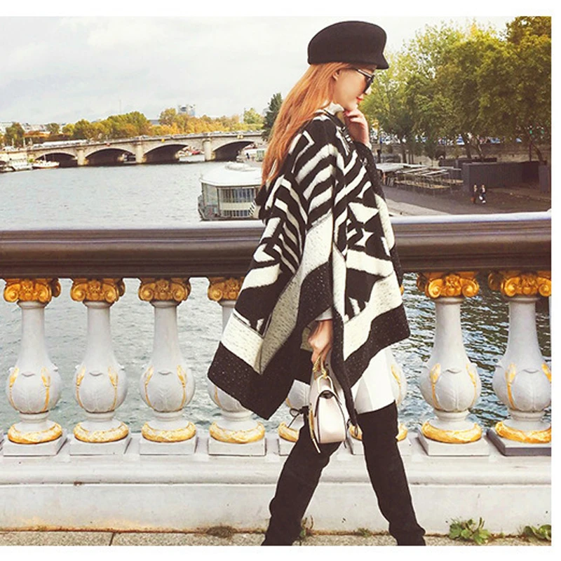 Женское пончо Wnter пальто кардиган накидка с капюшоном кашемировая шаль шарфы