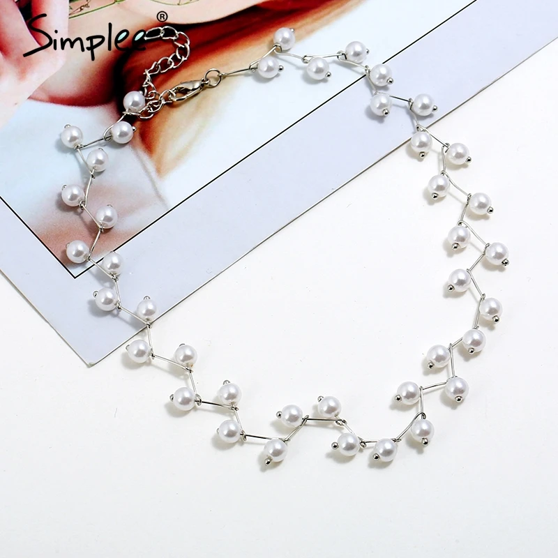 Женское серебристое жемчужное ожерелье Simplee Модная элегантная и изысканная