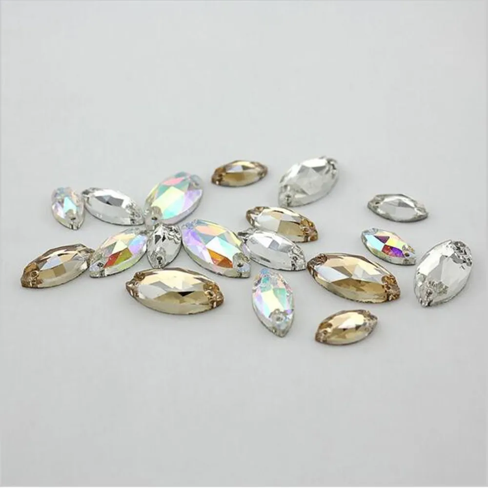 Стеклянные камни для шитья конский глаз 3 цвета на выбор 6x12 мм 7x15 9x18 одежды сумок