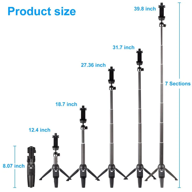 selfie stick tripod 40 inch wireless remote and tripod stand monopod for iphone x 88 plus xiaomi huawei bluetooth selfie stick free global shipping