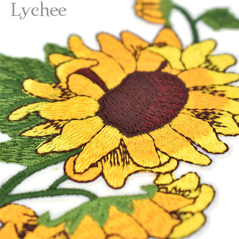 Личи жизнь 1 шт ПОДСОЛНУХ дизайн патч креативная Цветочная вышивка аппликация DIY