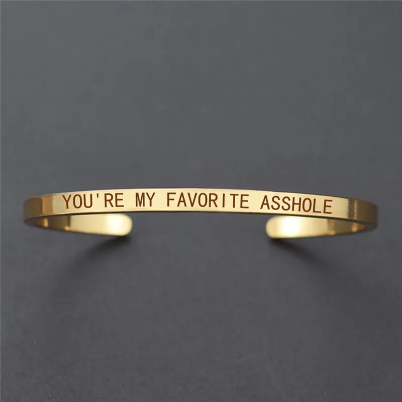 GOLD Браслет для пары YOU'RE MY FAVORITE с гравировкой, персонализированный Браслет-манжета, женские модные ювелирные изделия, подарок на День святого Валентина для влюбленных - Окраска металла: GOLD