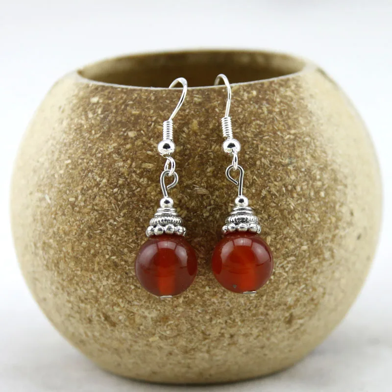 Модные серьги из натурального камня 8 видов гипоаллергенные подарок