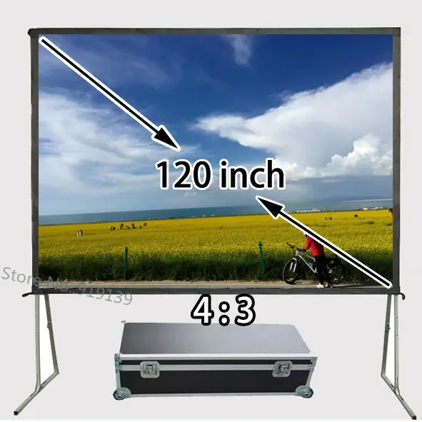 Широкоформатный проекционный экран HD 96x72 дюйма, быстрое складывание, алюминиевый корпус