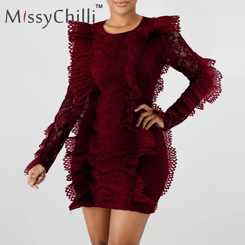 Женское кружевное Прозрачное платье MissyChilli Белое Облегающее Клубное мини