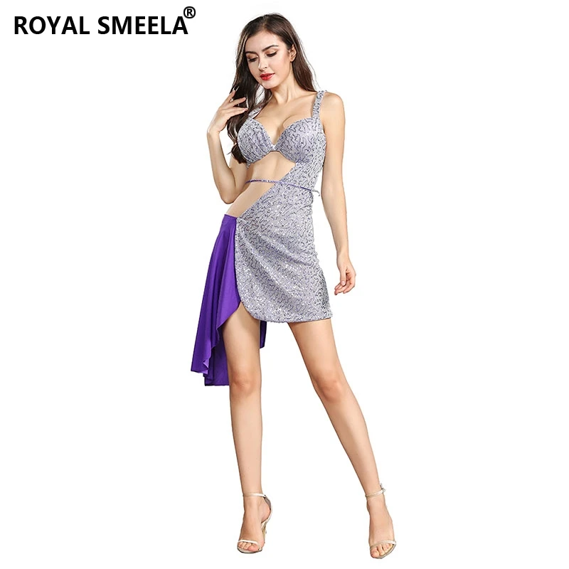 light purple Женское платье для танца живота с вышивкой и блестками, костюмы для танца живота болливудские танцы, одежда для цыганской Индии, тренировочная одежда 319076 - Color: light purple