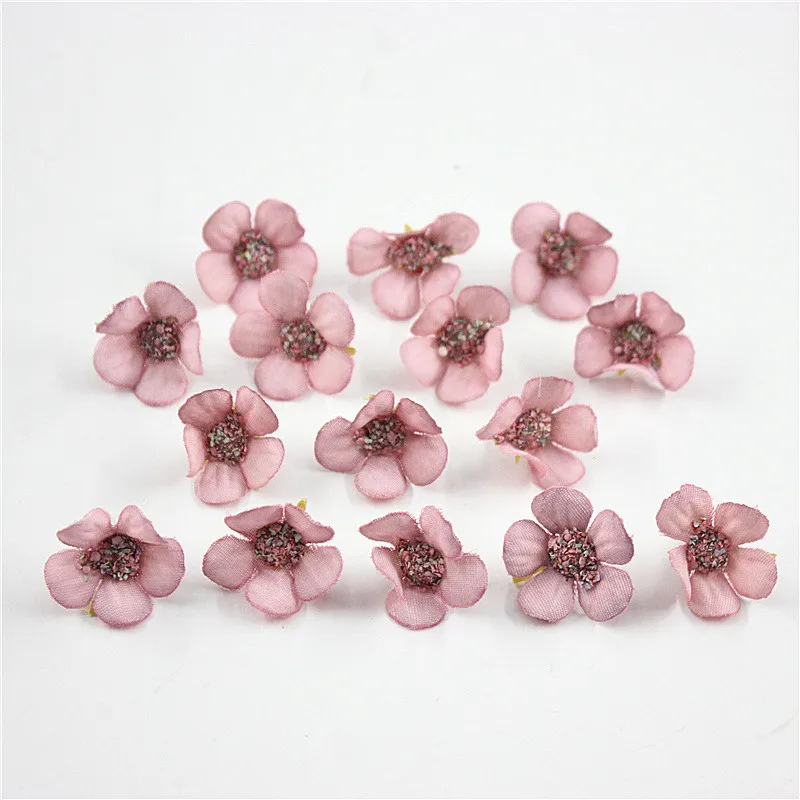 Shallow bean paste 2 см многоцветная Маргарита Флорес cabezas мини seda flores artificiales para guirnalda Скрапбукинг hogar boda украшение - Цвет: Shallow bean paste