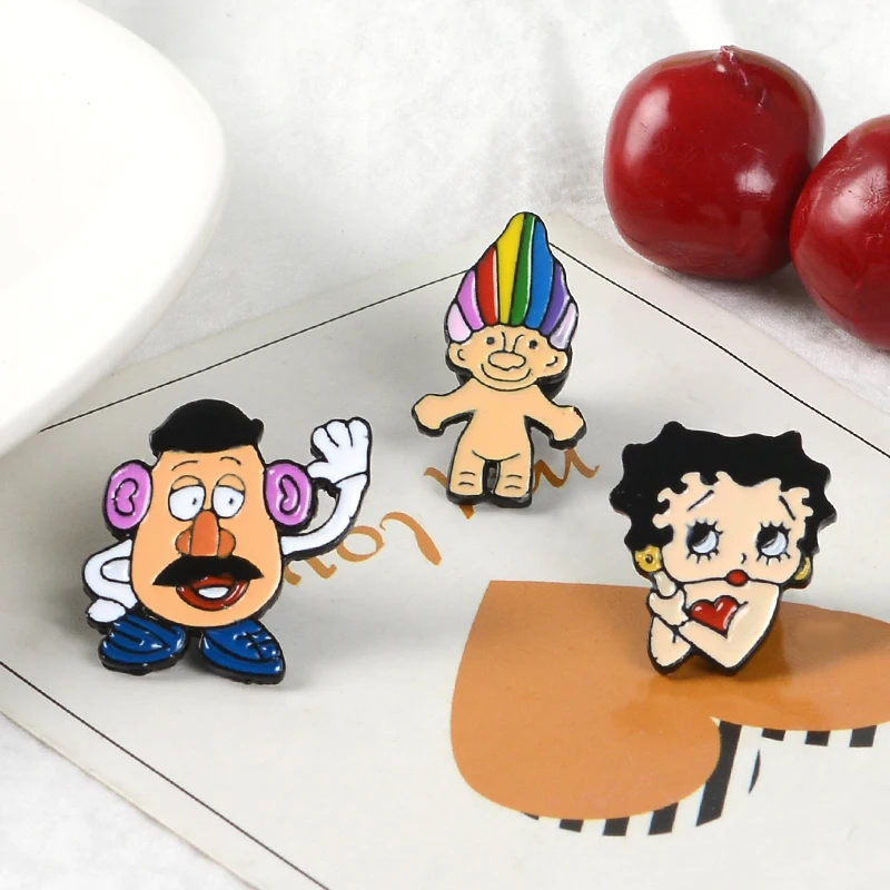 Qihe ювелирные изделия Betty эмали штырь Betty Boop штырь отворотом мультипликационного персонажа из мультфильма Pins значки Броши для женщин для девочек