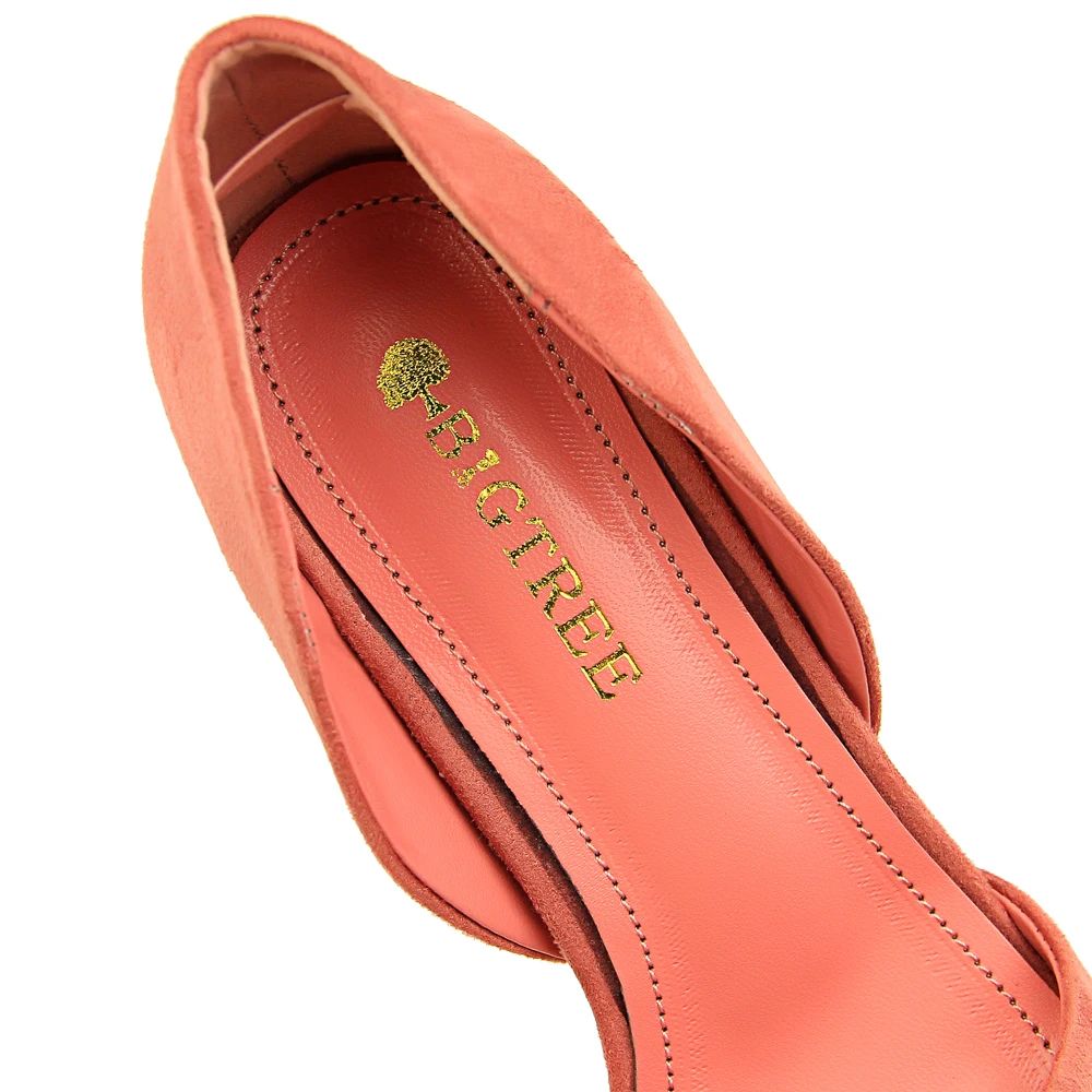 Bigtree Женские туфли лодочки из флока необычный стиль вырезать полые Высокие