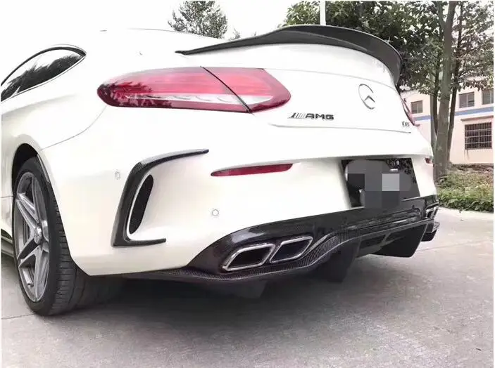 Углеродное волокно задний бампер спойлер Диффузор Крышка для Benz C Class W205 C63 купе 2/4