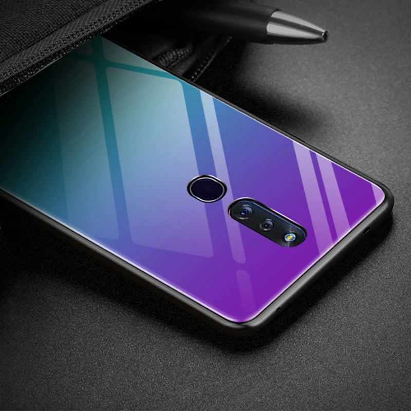 Чехол для OPPO F11 Pro однотонный чехол телефона из закаленного стекла F11Pro с