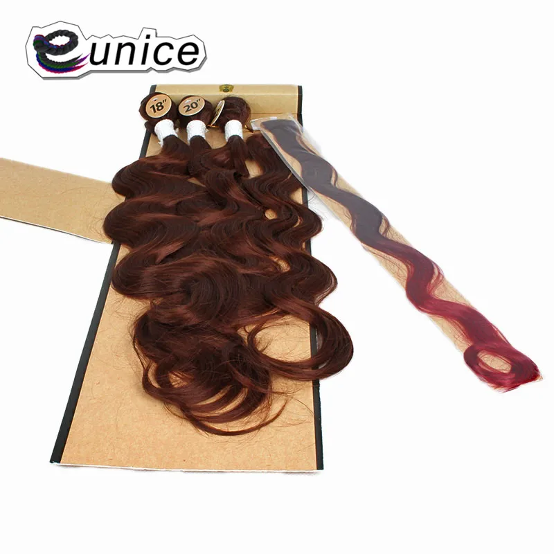 Накладные волосы Eunice, 1" 20" 2", 3 шт., блонд, синтетические волосы, волнистые, натуральные, черные, волнистые, с закрытием, для женщин
