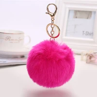 8cm 29color puff ball keychains personalised cute key chains womens key chains big ball car bag key chains