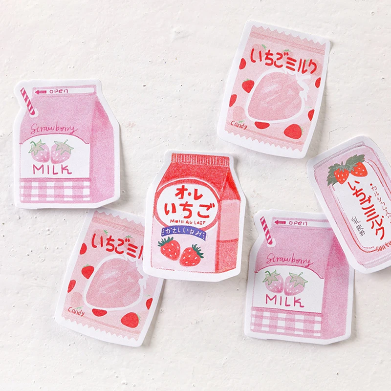 

30 Sheets Cute Strawberry Dirnk Memo Pad DIY Planner Self-adhesive Stickers Kawaii Stationery Notepad School Office Supply