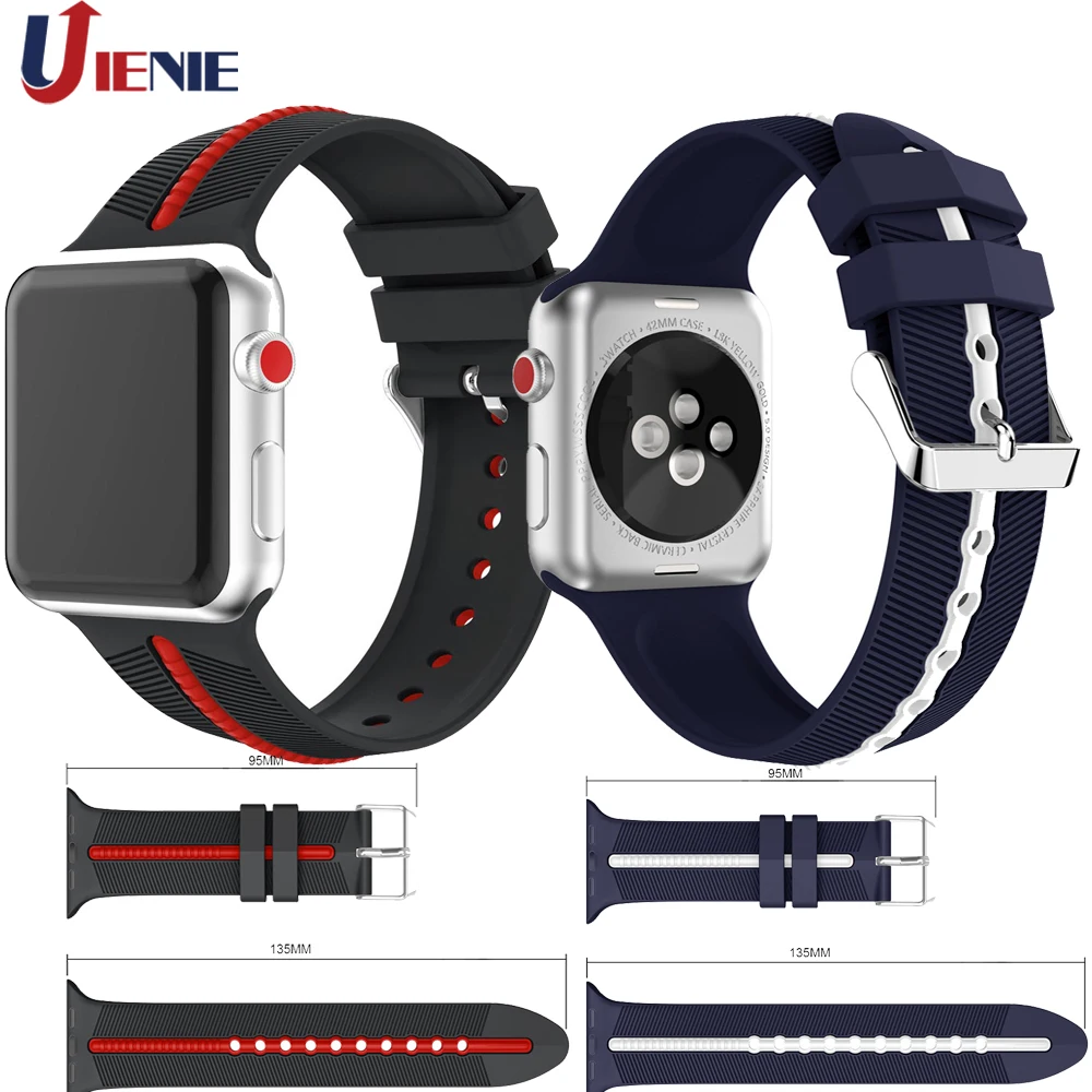 Ремешок для часов Apple Watch 4 3 2 1 38 мм 42 44 40 силиконовый спортивный смарт браслет iWatch