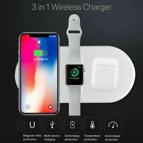 Для Apple Watch 2 3 4 Airpower коврик Airpods QI Беспроводное зарядное устройство База для iPhone X XS Max XR 8 8 Plus быстрая Беспроводная зарядная панель