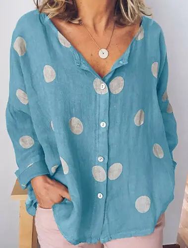 

Plus Size Women Cotton Linen V Neck Blouse Ladies Summer Loose Baggy Tops Female Casual Button Shirts Woman Clothes M-2XL