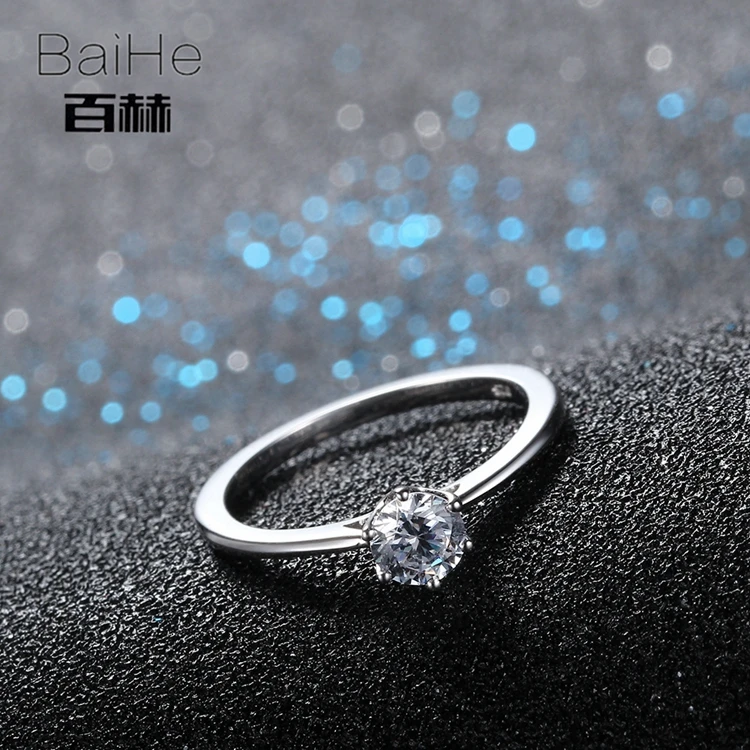 BAIHE Стерлинговое Серебро 925 0.89ct Сертифицированный безупречный подлинный AAA Градуированный кубический цирконий Свадебные женские модные ювелирные изделия кольцо